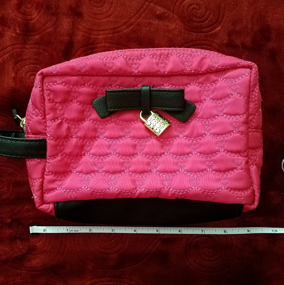 Betsey Johnson ~ Quilted, Hot Pink Cosmetics Bag